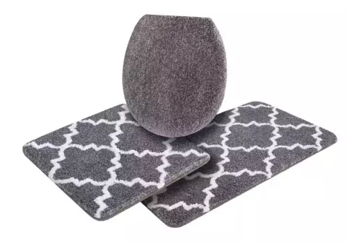 Коврик для ванной "мой дом" "Сьюзи" My home 3 шт. Отдельностоящий туалетный гарнитур, серый