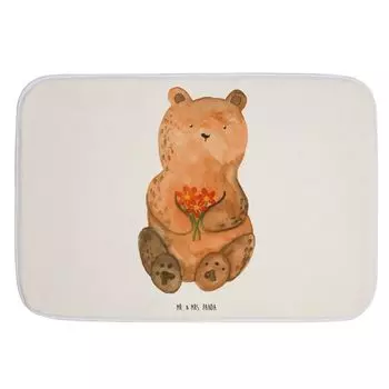 Коврик для ванной Mr. & Mrs. Panda Bear Grateful - Белый - Подарок, Коврик для ванной, Коврик для душа, Цветы, Плюшевый мишка, Коврик для ванной, Тедди, Коврик для душа, Спасибо, Коврик для ванной