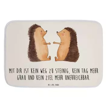 Коврик для ванной Mr. & Mrs. Panda Hedgehog Love - белый - подарок, юбилей, коврик для ванной, помолвка, жених, годовщина свадьбы, коврик для ванной, коврик для душа, коврик для ванной комнаты