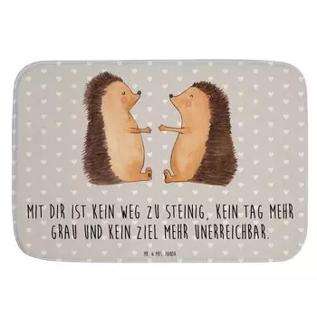 Коврик для ванной Mr. & Mrs. Panda Hedgehog Love - серая пастель - подарок, коврик для ванной, коврик для ванной, коврик для душа, годовщина свадьбы, друг, коврик для душа, коврик для ванной, партнер, белый