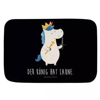 Коврик для ванной Mr. & Mrs. Panda Unicorn King с мечом - черный - подарок, коврик для ванной, единорог, рыцарь, украшение в виде единорога, единороги, коврик для душа, средневековый, коврик для душа, белый