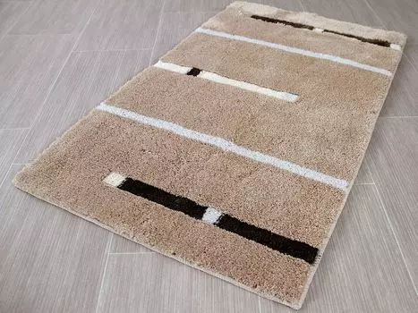 Коврик для ванной Pacific Kabara Caramel Stripes в 5 размерах, размер: 55х55 см. Коврик для унитаза с вырезом, бежевый