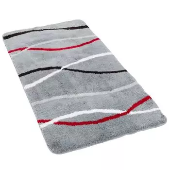 Коврик для ванной Pacific Nevis с серебряными полосками, размер: 55x55 см. Коврик для туалета с вырезом, черный