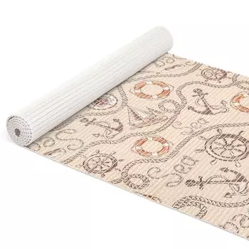 Коврик для ванной, противоскользящий коврик из мягкой пены, коврик из мягкой пены, коврик для ванной, релаксация, морской компас, якорь, коврик для ванной, бежевый, ширина 65 см, длина 180 см Roman Yakovlev Handelshaus ANRO, темно-синий