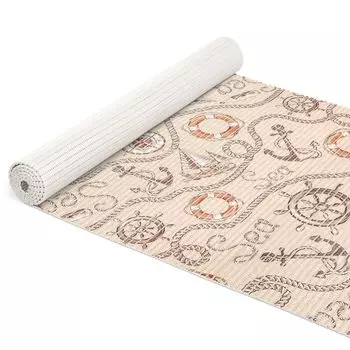 Коврик для ванной, противоскользящий коврик из мягкой пены, коврик из мягкой пены, коврик для ванной, релаксация, морской компас, якорь, коврик для ванной, бежевый, ширина 65 см, длина 350 см Roman Yakovlev Handelshaus ANRO, темно-синий