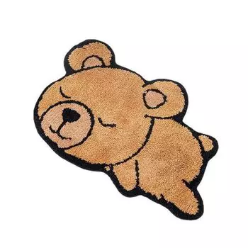 Коврик для ванной противоскользящий с рисунком, быстросохнущий, впитывающий, для ванной (Cute Bear, 40*60 безволосый) FeelGlad, коричневый