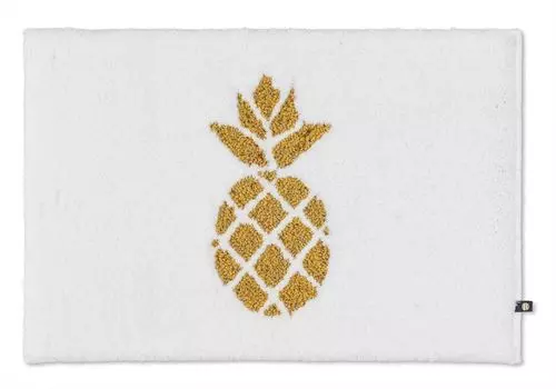 Коврик для ванной Rhomtuft ананас квадратный 70 x 120 см цвет белый/карри-золотой люрекс