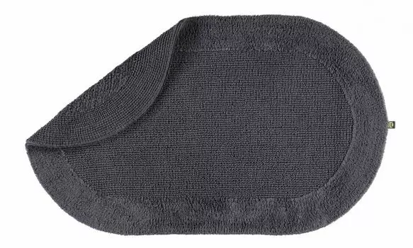 Коврик для ванной Rhomtuft, изысканно элегантный хлопок, можно использовать с обеих сторон, цвет: олово, размер: 60 x 60 см, коврик для туалета с вырезом, черный