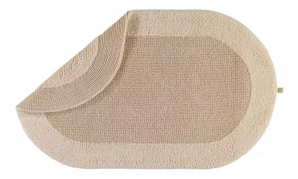 Коврик для ванной Rhomtuft, изысканно элегантный хлопок, можно использовать с обеих сторон, цвет: натуральный жасмин, размер: коврик для ванной 70 x 130 см, серый