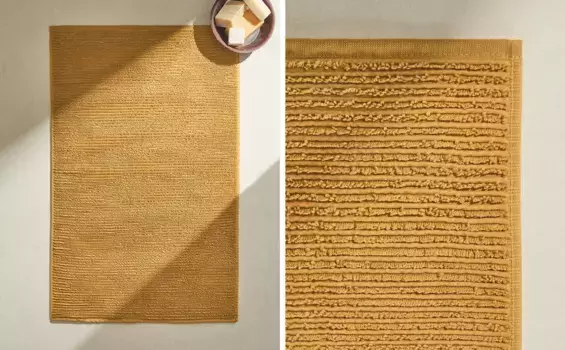 Коврик для ванной с ребристой текстурой Zara Home, горчично-желтый