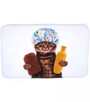 Коврик для ванной SANILO Душ Кот 50 x 80 см, коричневый