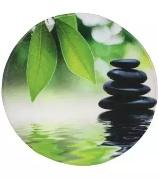 Коврик для ванной Sanilo "Гармония", высота 15 мм, быстросохнущий, пена с эффектом памяти круглый ( 80 см), зеленый/черный