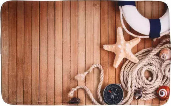 Коврик для ванной Sanilo "Морской", высота 15 мм, быстросохнущий, пена с эффектом памяти прямоугольный (70х110 см), коричневый/бежевый