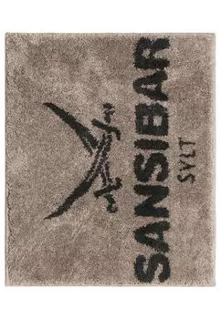 Коврик для ванной Sansibar с надписью логотипа Sansibar, противоскользящее покрытие, высота 20 мм, подходит для пола с подогревом, износостойкий, быстросохнущий, полиакрил, 55х65 см, серо-коричневый/антрацит