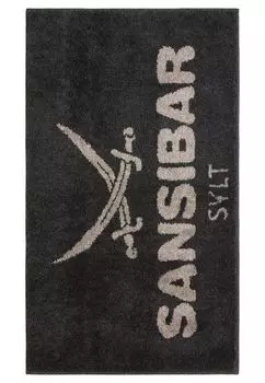 Коврик для ванной Sansibar с надписью логотипа Sansibar, 70x120 см, антрацит/серо-коричневый, нескользящее покрытие, износостойкий, серый