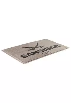 Коврик для ванной Sansibar с надписью логотипа Sansibar, противоскользящее покрытие, высота 20 мм, подходит для пола с подогревом, прочный, быстросохнущий, полиакрил, 60х100 см, серо-коричневый