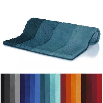 Коврик для ванной Spirella, коврик для ванной, коврик для душа, микрофибра, глубокий ворс, пушистый, 55х65 см - бирюзовый/бензиновый, синий