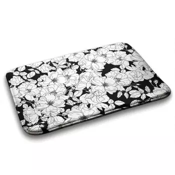 Коврик для ванной Tulup Blumen Rosen, 75x1x75 см, черный