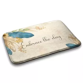 Коврик для ванной Tulup Blumen und Federn, 90x1x90 см, желтый