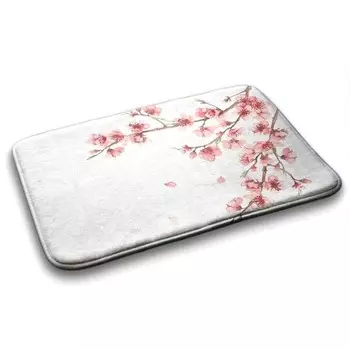 Коврик для ванной Tulup Japanische Blumen, 90x1x90 см, белый