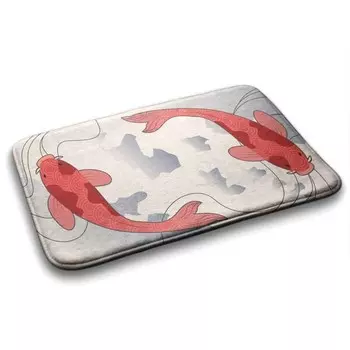 Коврик для ванной Tulup Karpfenfisch, 90x1x90 см, красный