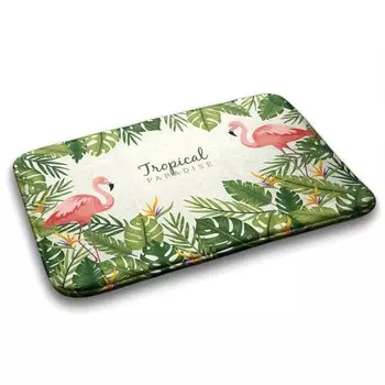 Коврик для ванной Tulup Vgel Flamingos, 75x1x75 см, зеленый