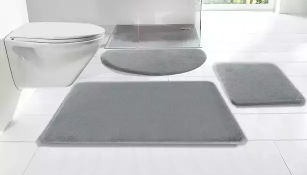 Коврик для ванной "Валерия, мех кролика", высота 20 мм, противоскользящее покрытие, искусственный мех, мягкий коврик для ванной Home affaire прямоугольный (40х50 см), серый