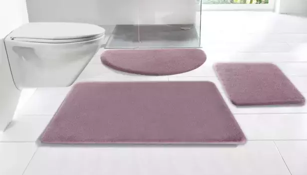Коврик для ванной "Валерия, мех кролика", высота 20 мм, противоскользящее покрытие, искусственный мех, мягкий коврик для ванной Home affaire прямоугольный (40х50 см), лиловый