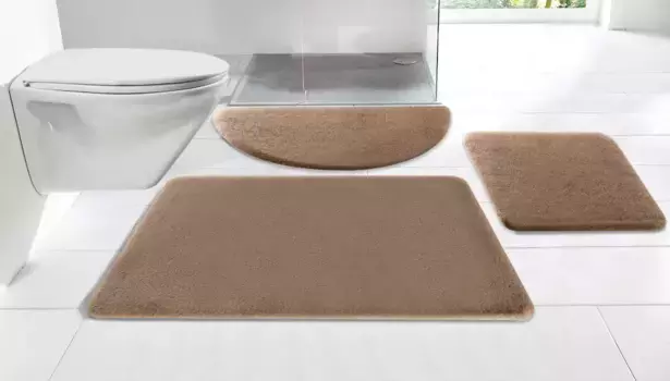 Коврик для ванной "Валерия, мех кролика", высота 20 мм, противоскользящее покрытие, искусственный мех, мягкий коврик для ванной Home affaire прямоугольный (40х50 см), серо-коричневый
