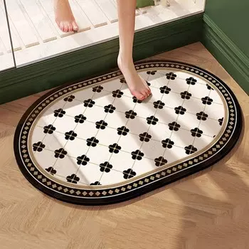 Коврик для ванной Впитывающие нескользящие коврики для ванной комнаты Овальные коврики для ванной комнаты, 50x80 см DQQ, бежевый
