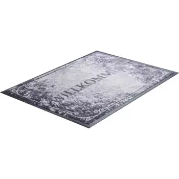 Коврик Grund «Добро пожаловать», прямоугольный, высота 8 мм, грязеуловитель, с надписью, подходит для использования внутри и снаружи помещений, можно стирать, серый