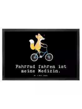 Коврик Mr & Mrs Panda Fuchs Fahrrad fahren, черный