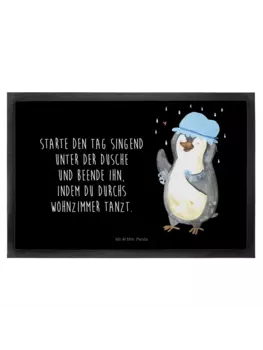 Коврик Mr & Mrs Panda Pinguin Duschen, черный