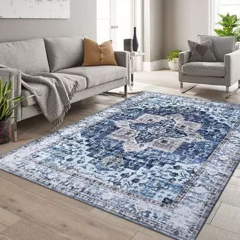 Коврик с низким ворсом Hasoo, синий