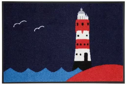 Коврик Wash+dry от Kleen-Tex "Lighthouse", прямоугольный, грязеулавливающий коврик, нескользящий, подходит для использования внутри и снаружи, можно стирать Wash+dry by Kleen-Tex 50х75 см, синий/красный