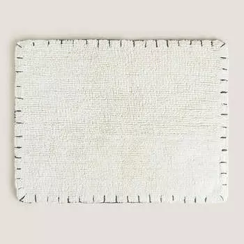 Коврик Zara Home With Green Topstitching, белый