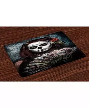 Коврики Day of the Dead Place, набор из 4 шт Ambesonne, мультиколор