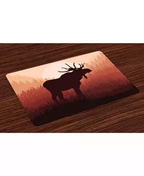 Коврики для столовых приборов Moose, набор из 4 шт Ambesonne, оранжевый