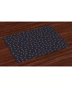 Коврики для столовых приборов «Ночное небо», набор из 4 шт Ambesonne, желтый