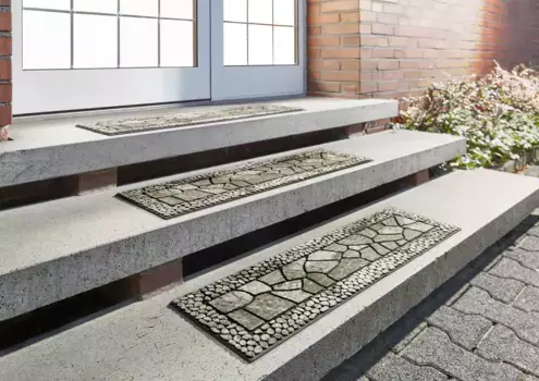 Коврики для уличной лестницы Andiamo, комплект из 2 шт., прямоугольные, коврики для уличной лестницы, каменный мотив, для сада, для открытой площадки 24х90 см, серо-коричневый