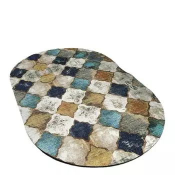 Коврики для ванной комнаты с овальным богемным узором. Коврики для ванной с рисунком в этническом стиле. Впитывающие нескользящие коврики для ванной комнаты, размер: 60x90 см, стиль 6 DQQ, мультиколор