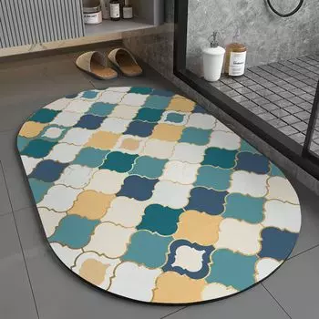 Коврики для ванной комнаты с овальным богемным узором. Коврики для ванной с узором в этническом стиле. Впитывающие нескользящие коврики для ванной комнаты, размер: 40x60 см, стиль 7 DQQ, мультиколор