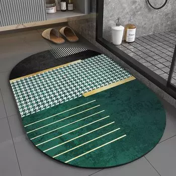 Коврики для ванной овальной формы с богемным узором. Коврики для ванной с рисунком в этническом стиле. Впитывающие нескользящие коврики для ванной комнаты, размер: 40x60 см, стиль 11 DQQ, мультиколор