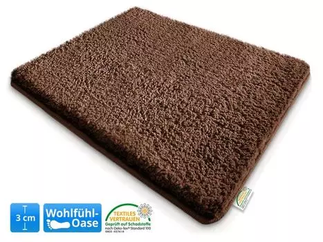 Коврики для ванной Sky очень пушистые, разные цвета и размеры Earth Brown 60 x 100 см Floordirekt, коричневый
