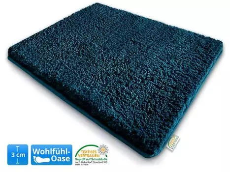 Коврики для ванной Sky очень пушистые, разные цвета и размеры Cool Teal 60 x 100 см Floordirekt, бирюзовый