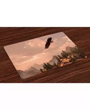 Коврики Eagle, набор из 4 шт Ambesonne, мультиколор