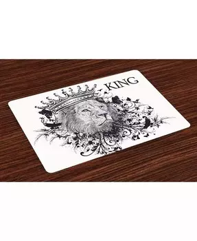 Коврики King Place, набор из 4 шт Ambesonne, черный