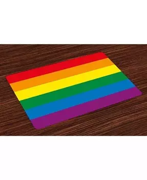 Коврики Pride Place, набор из 4 шт Ambesonne, мультиколор