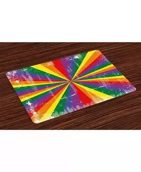 Коврики Pride Place, набор из 4 шт Ambesonne, мультиколор