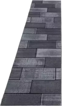 Ковровая дорожка Айылдыз "Plus 8007", прямоугольная, 80см x 300см (ШхД) Ayyildiz Teppiche 80х300 см, серый/черный